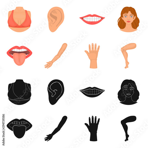 Isolated object of body and part icon. Collection of body and anatomy vector icon for stock.