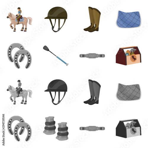 Isolated object of equipment and riding icon. Collection of equipment and competition stock vector illustration.