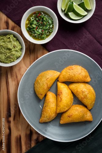 Golden brown Turnovers (Empanadas) with Meat Filling