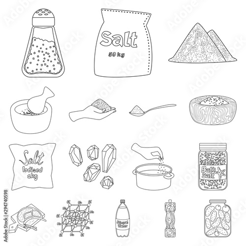 Isolated object of sodium and mineral sign. Set of sodium and kitchen stock symbol for web.