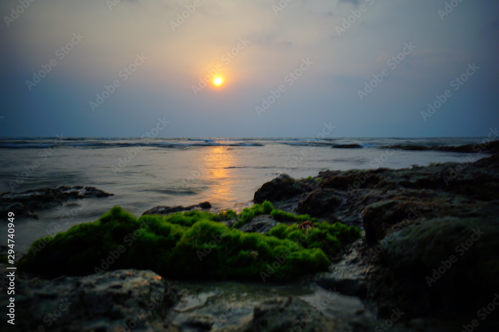Sunset in Karang Bobos beach, Banten province Indonesia