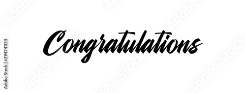 Congratulations handwritten text, vector congrats typographic sign.
