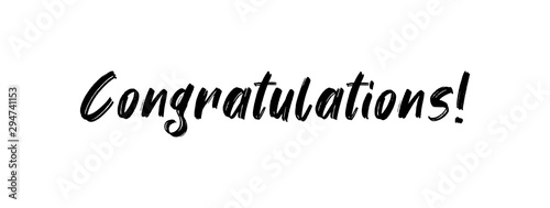 Congratulations handwritten text, vector congrats typographic sign.