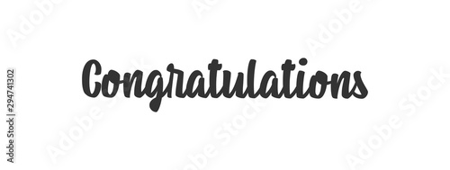 Congratulations handwritten text, vector congrats typographic sign.