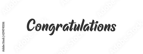 Congratulations handwritten text, vector congrats typographic sign.