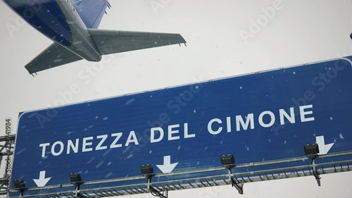 Airplane Takeoff Tonezza del Cimone in Christmas photo