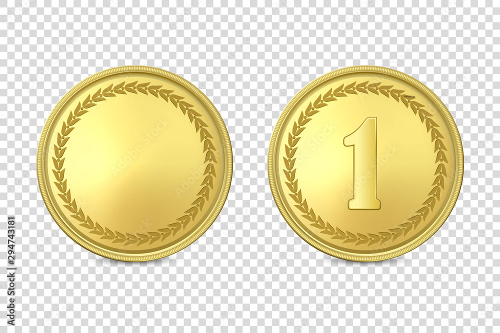 Vector 3d Realistic Blank Golden and Silver Metal Coin or Medal Icon Set Closeup Isolated on Transparent Background. Design Template, Clipart of Gold Money, Currency, Award Medal. Front View Vector 3d Realistic Blank Golden and Silver Metal Coin or Medal Icon Set Closeup Isolated on Transparent Background. Design Template, Clipart of Gold Money, Currency, Award Medal. Front View