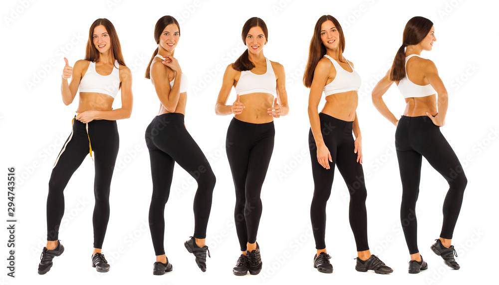 Obraz premium Sexy fitness woman posing in studio - isolated on a white background