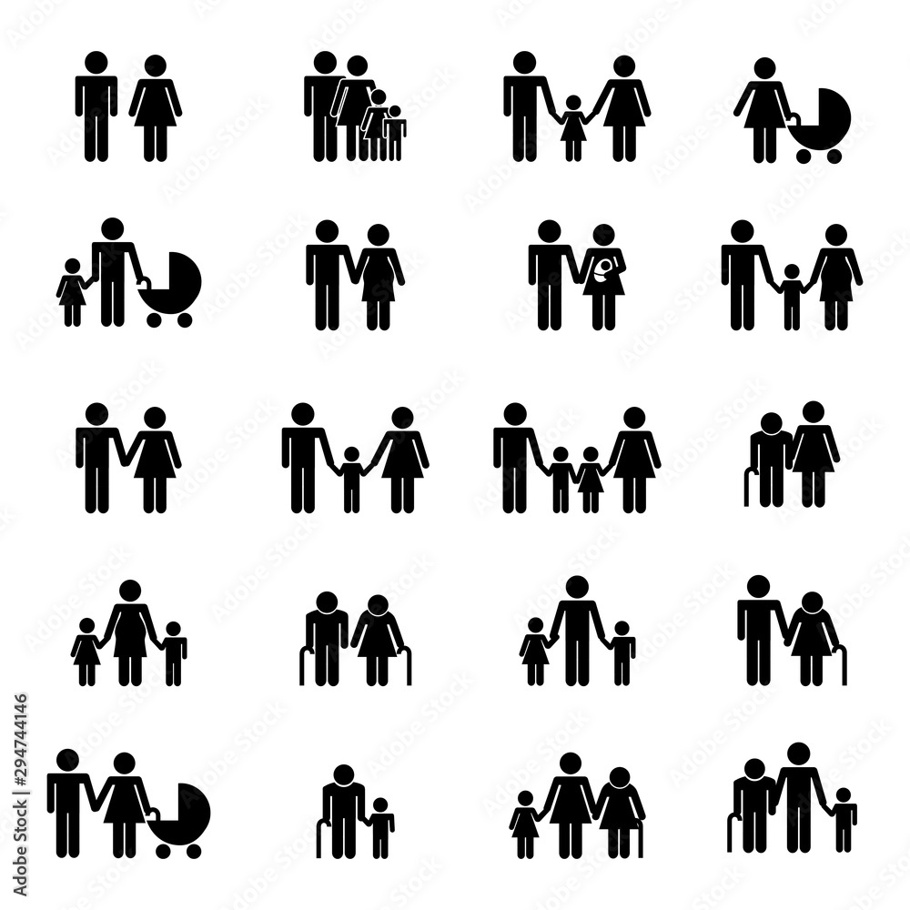 Family members icon set vector design Family members icon set vector design