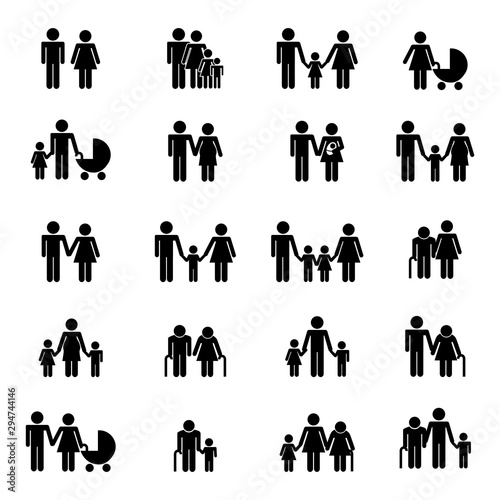 Family members icon set vector design