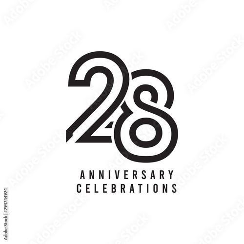 28 Years Anniversary Celebration Vector Template Design Illustration photo