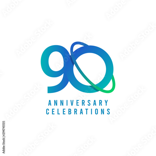 90 Years Anniversary Celebrations Vector Template Design Illustration