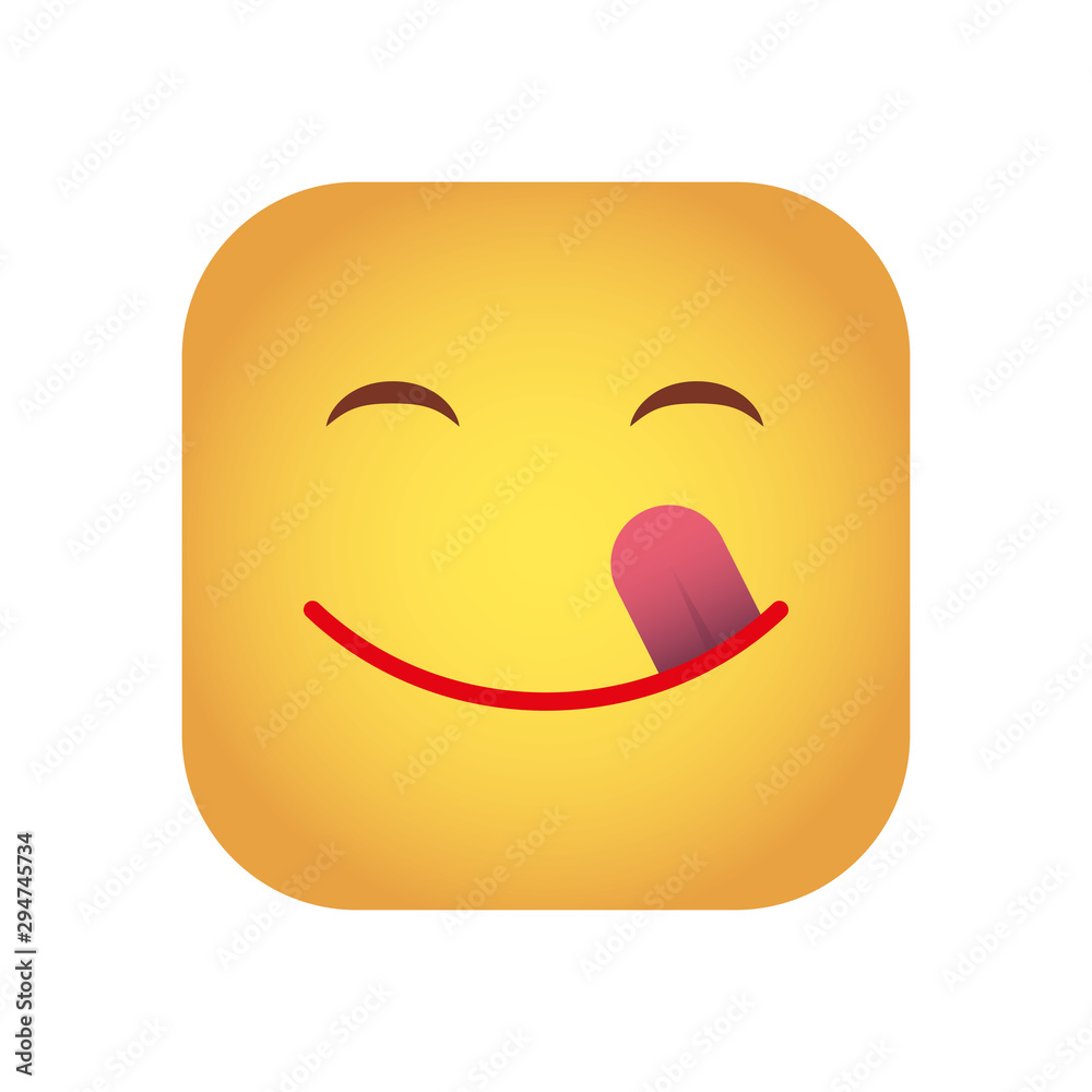 square emoticon delicious face character icon square emoticon delicious face character icon