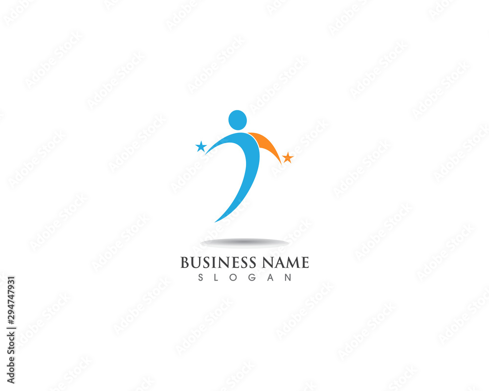 Fototapeta premium people active Happy logo and vector icon