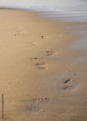 footprints on the golden beach