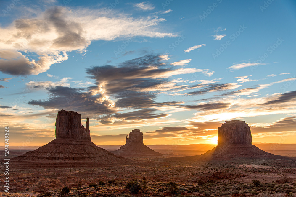 Panorama of Monument Valley in the very early Morning, USA/Arizona