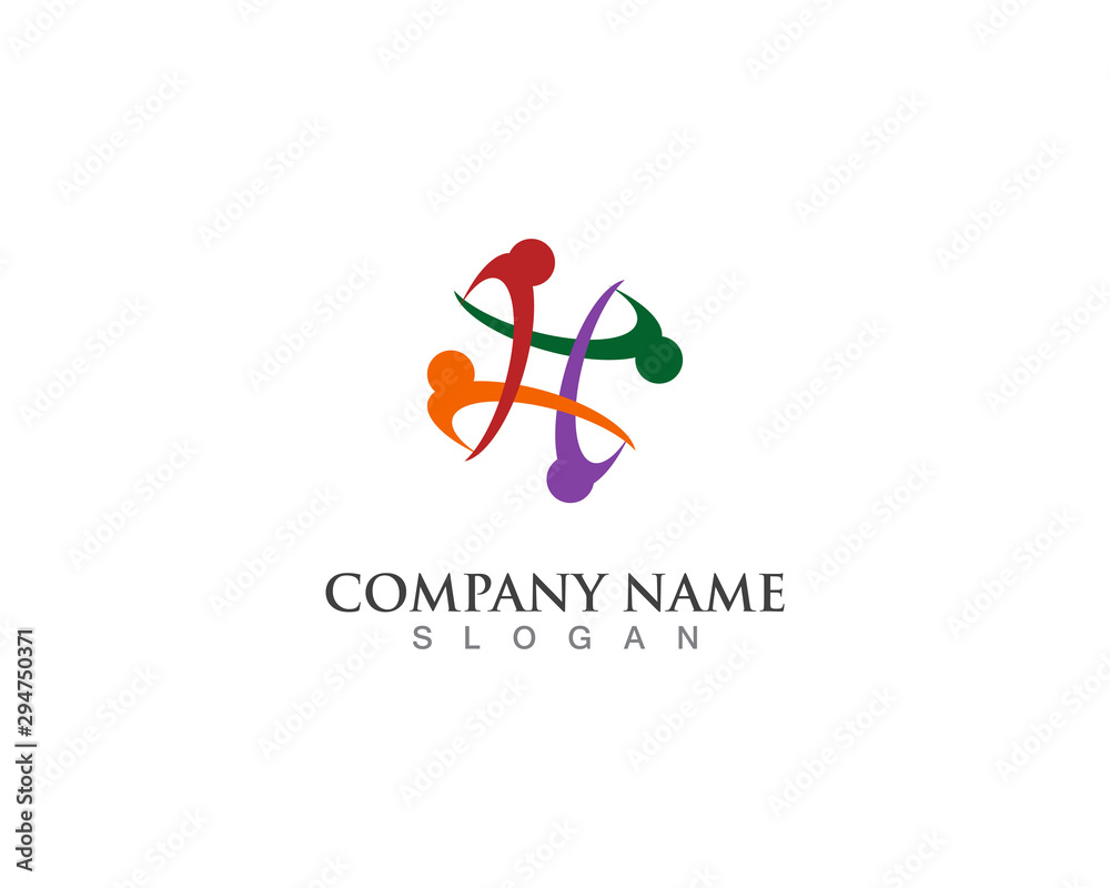 people connected logo template vector people connected logo template vector