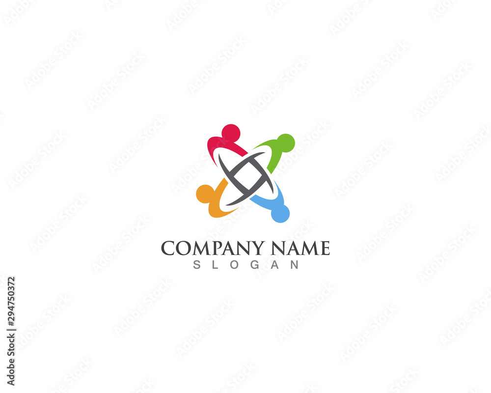people connected logo template vector people connected logo template vector