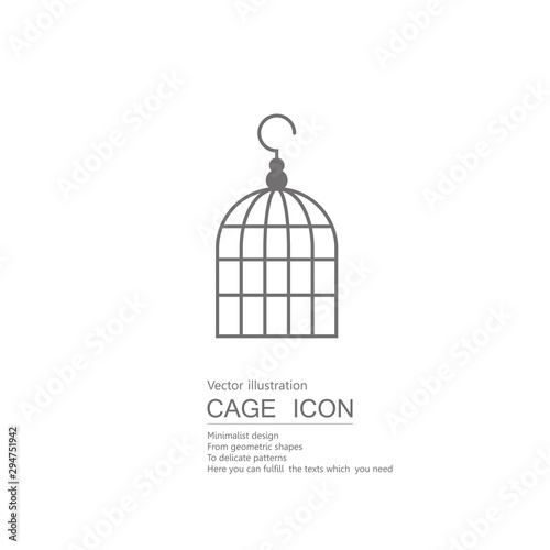 Vector drawn bird cage. Isolated on white background.
