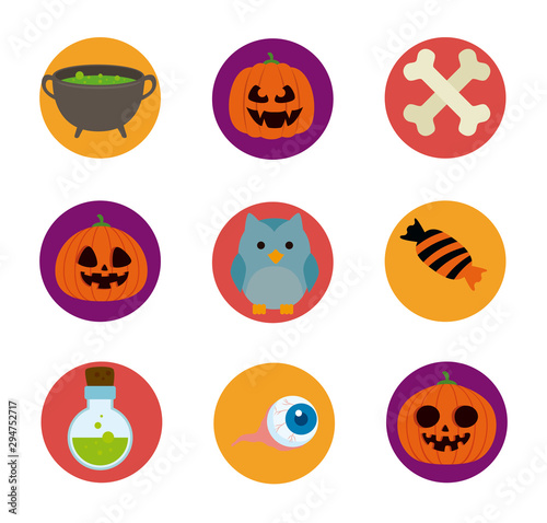 bundle halloween with set icons vector illustration design