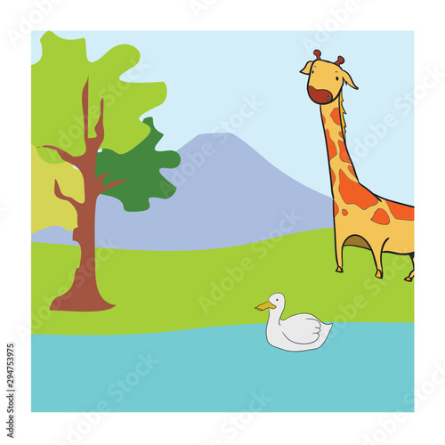 full color illustration of animals