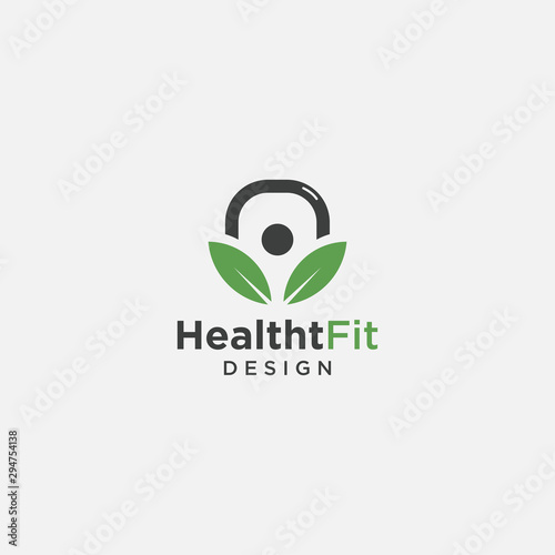 Kettlebell leaf human icon template - vector