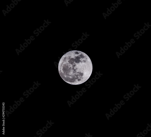 Full moon or Super moon on the dark night black sky