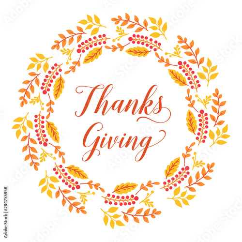 Concept of card thanksgiving, with elegant autumn leaves frame. Vector