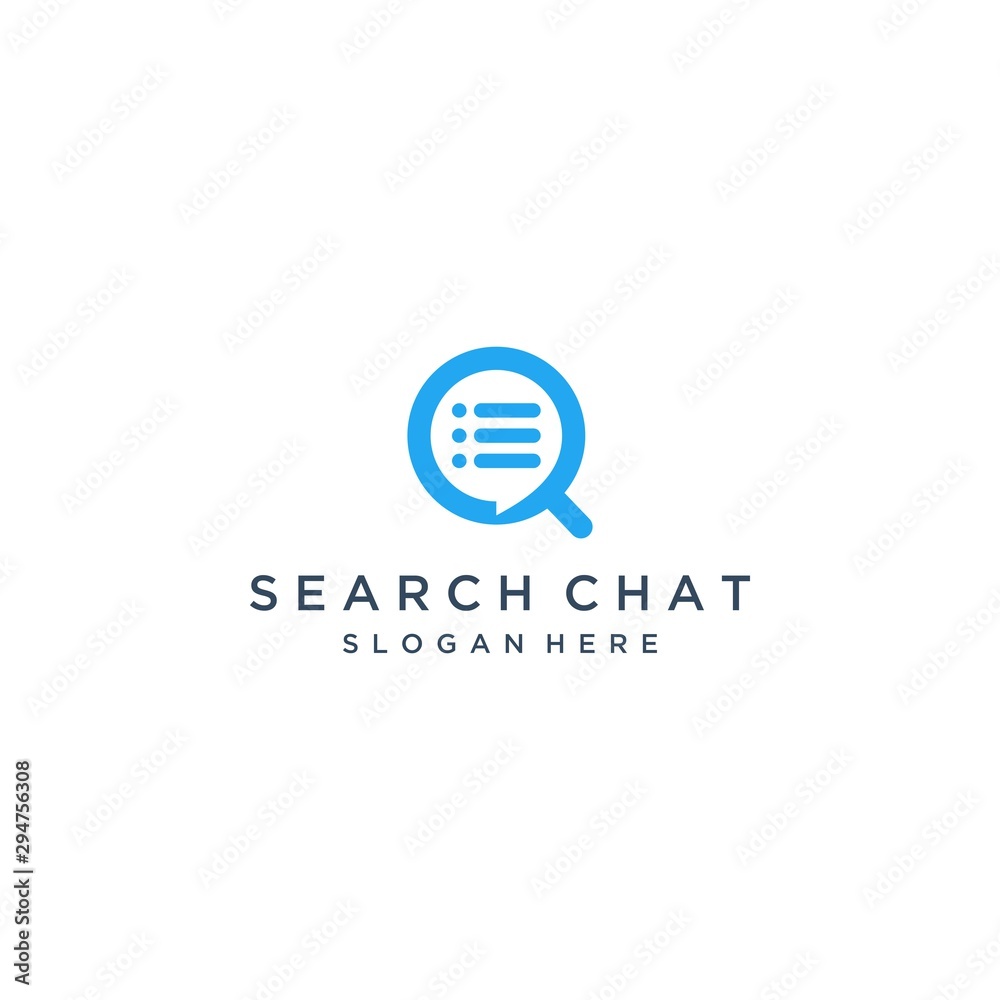 technology design logo or magnifying glass with chat bubbles and lists technology design logo or magnifying glass with chat bubbles and lists