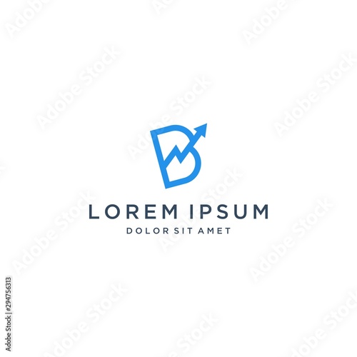 financial design logo or monogram or initial letter B with an up arrow