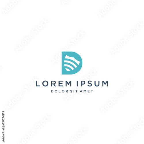 technology security logo design or monogram or initial letter D with shield
