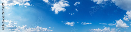 Panorama sky with cloud on a sunny day. Beautiful cirrus cloud. Panoramic image. © tanarch