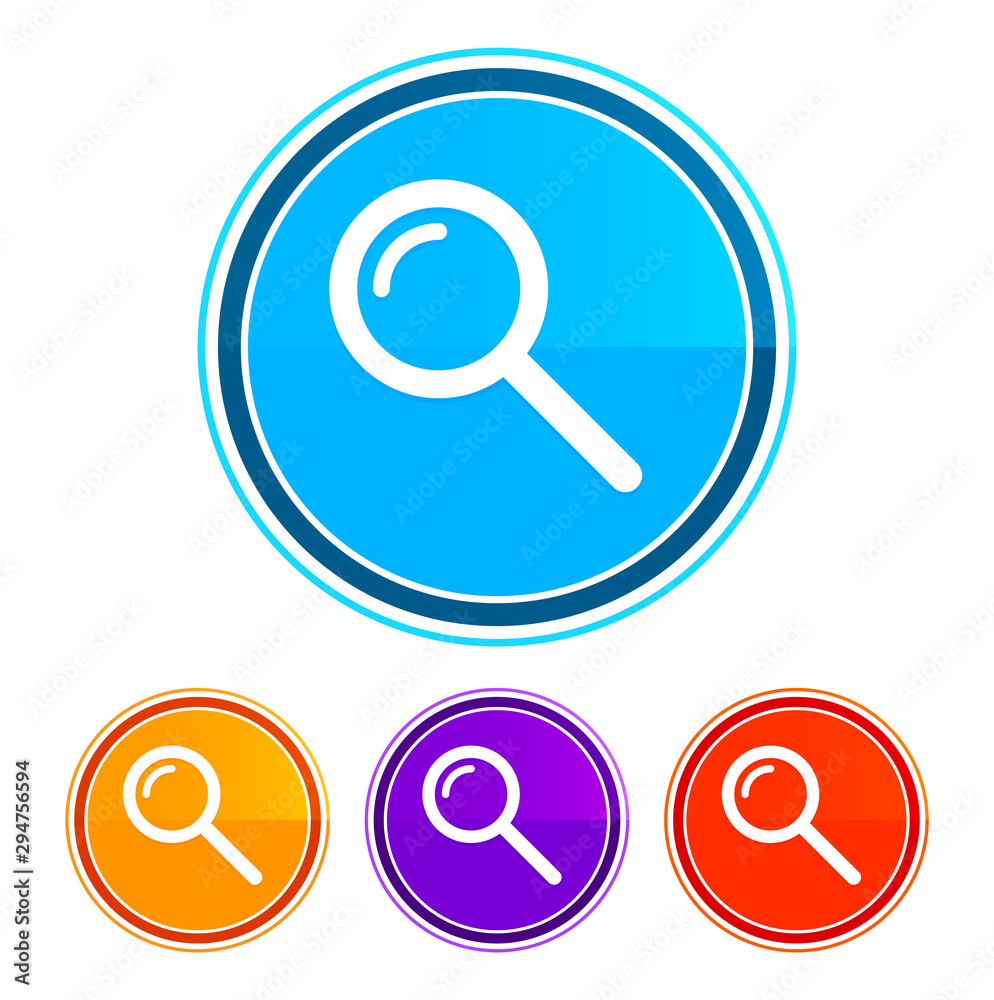 Magnifying glass icon flat design round buttons set illustration design Magnifying glass icon flat design round buttons set illustration design