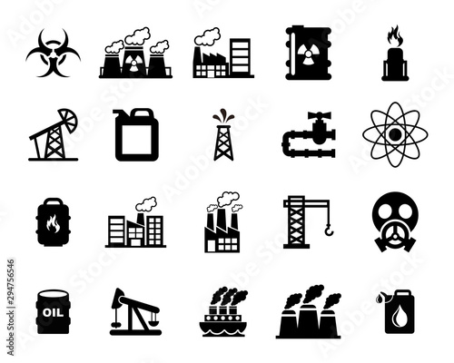 Factory and industry icon set vector design