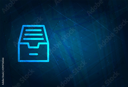 Folder archive cabinet icon futuristic digital abstract blue background