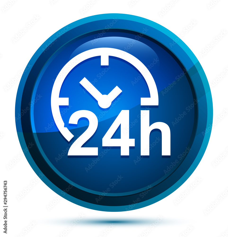 24 hours clock icon elegant blue round button illustration 24 hours clock icon elegant blue round button illustration