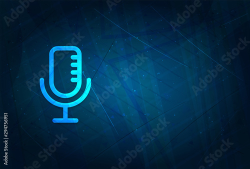 Microphone icon futuristic digital abstract blue background