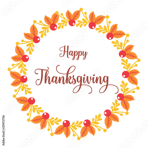 Card thanksgiving  with beauty of seamless autumn leaves frame. Vector