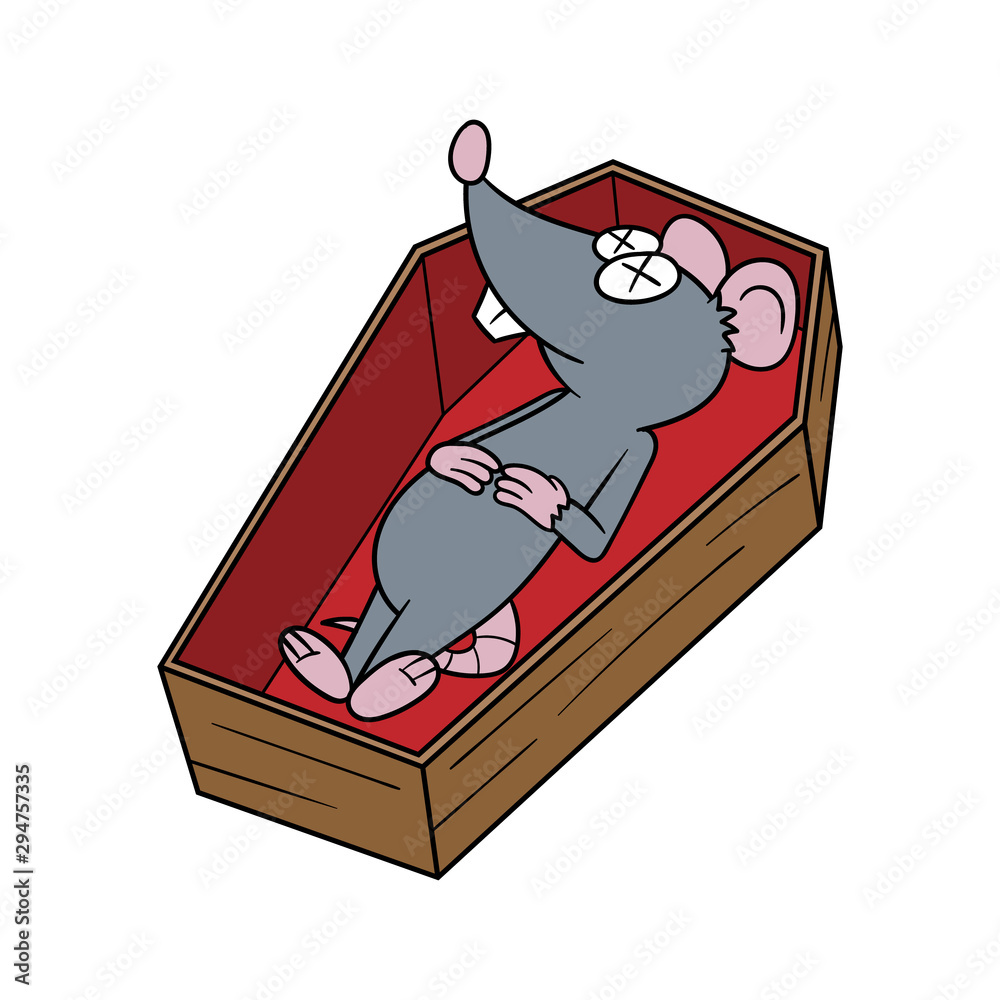Cartoon Dead Rat in Coffin Vector Illustration Stock Vector | Adobe Stock