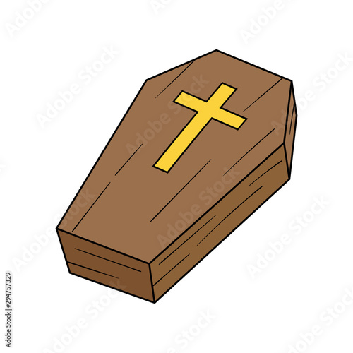 Cartoon Closed Coffin Vector Illustration
