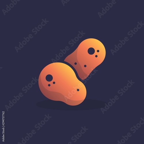 Two whole potatoes flat icon, vector sign, colorful pictogram. Symbol, logo illustration. Flat style design
