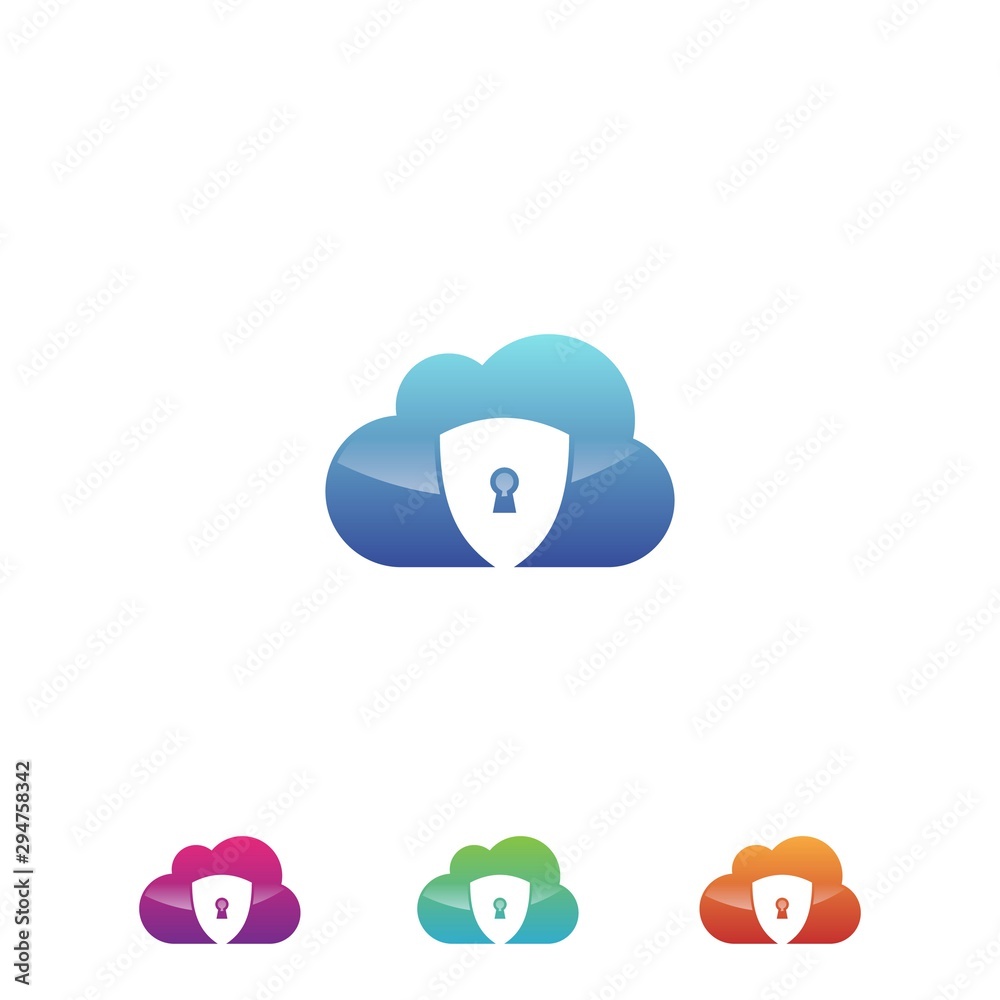 Cloud security data icon vector in modern style for web Cloud security data icon vector in modern style for web