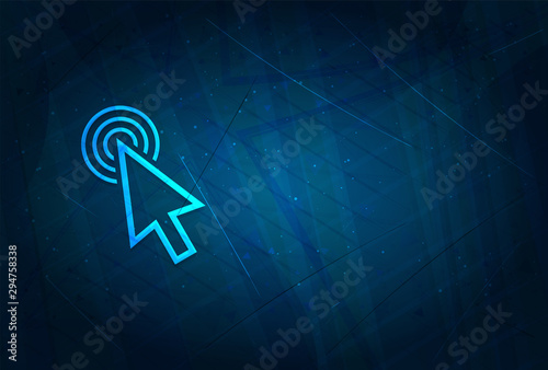 Cursor click icon futuristic digital abstract blue background