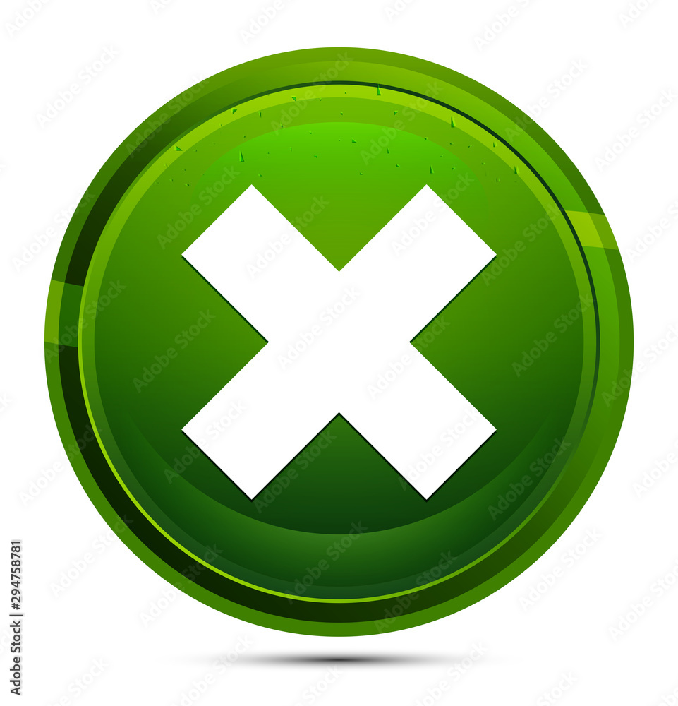 Obraz premium Cross icon glassy green round button illustration