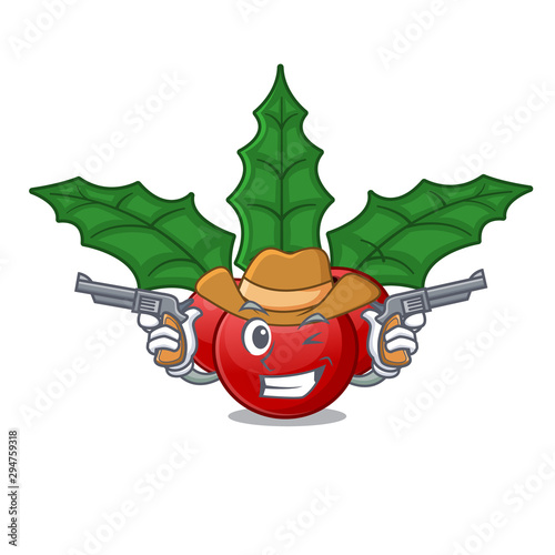 Cowboy christmas holly berry on a cartoon