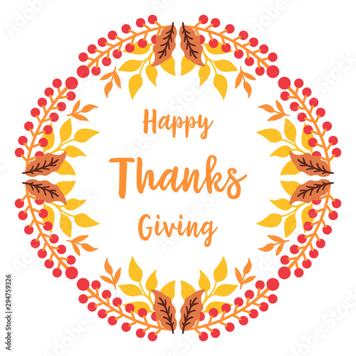 Collection of card thanksgiving, with element pattern of autumn leaves frame. Vector