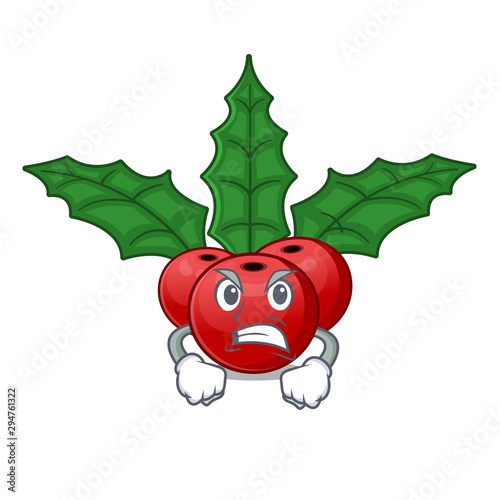 Angry christmas holly berry with character shape