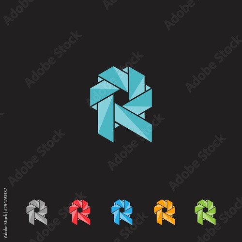 Best creative, fun and colorful abstract letter design R vector template © Hesti