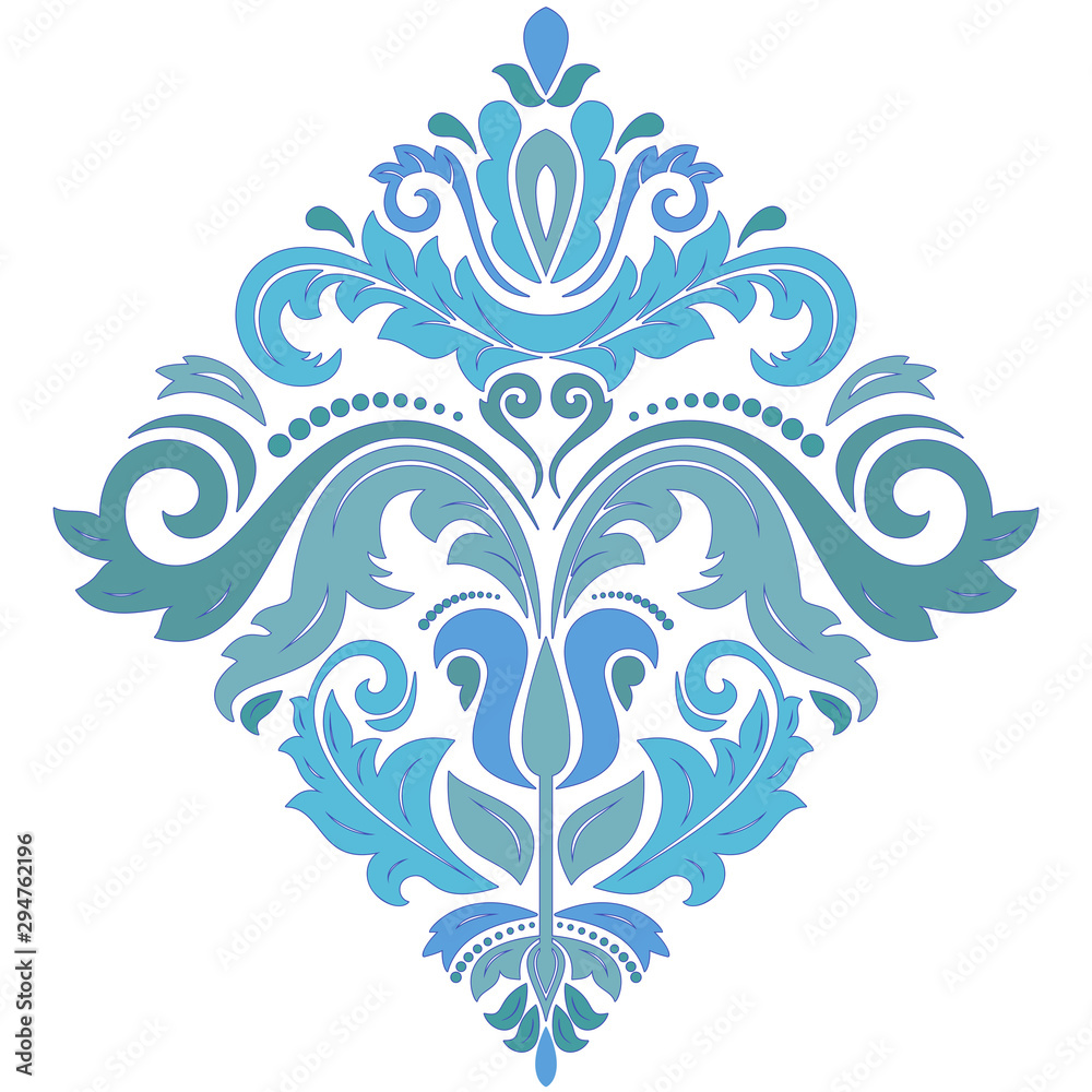 Oriental vector colored pattern with arabesques and floral elements. Traditional classic ornament. Vintage pattern with arabesques
