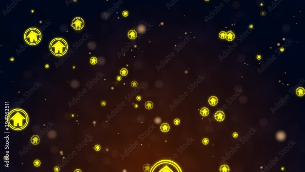 Home signs golden motion with bokeh and backdrop 4k Home signs golden motion with bokeh and backdrop 4k